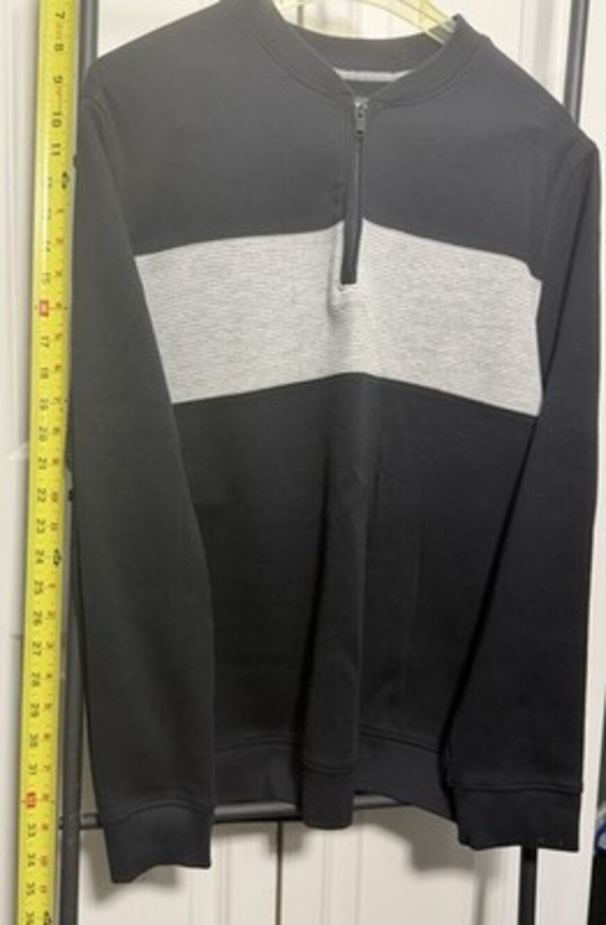 Alfani Black Sweatshirt with Gray Chest Stripe and Partial Zip